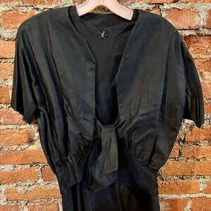 Vintage 1960s Silk Little Black Dress Two Piece Ensemble - Small